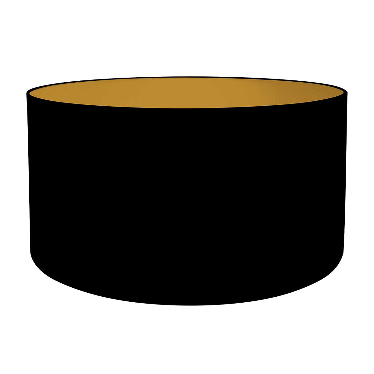 Abat-jour cylindrique en lin noir intérieur doré pour douille E27 – Ø40 cm