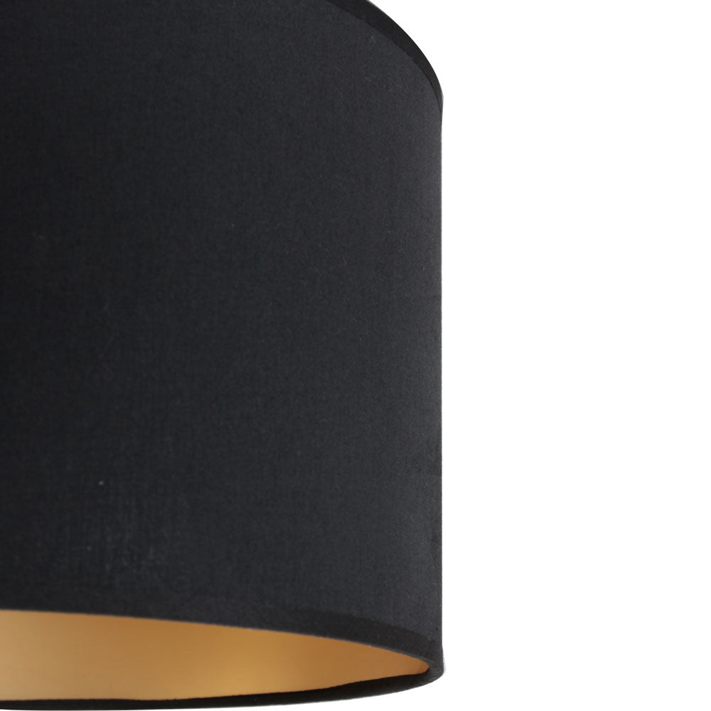 Abat-jour cylindrique en lin noir intérieur doré pour douille E27 – Ø40 cm