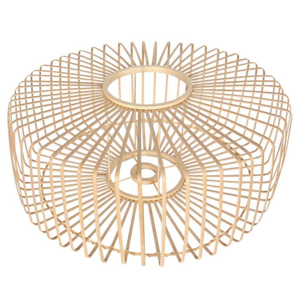 Abat-jour rond en bambou et bois naturel pour suspension – Ø60 cm