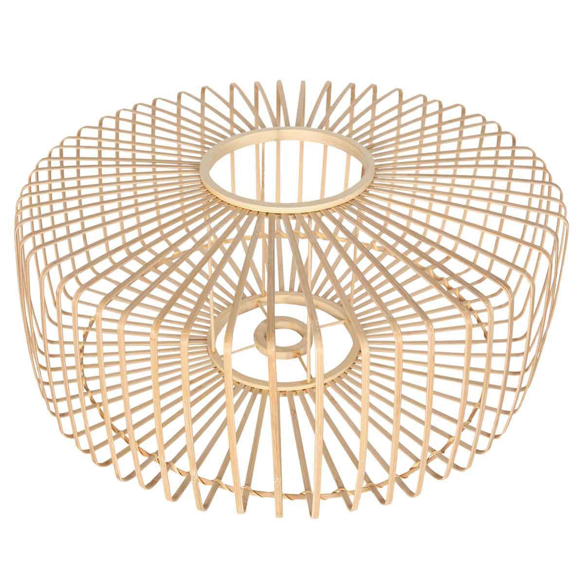 Abat-jour rond en bambou et bois naturel pour suspension – Ø60 cm