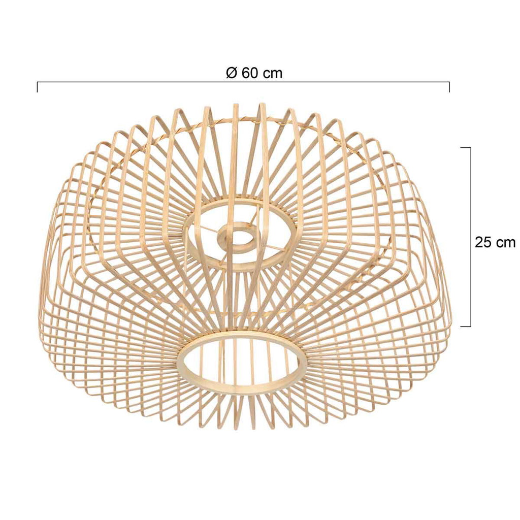 Abat-jour rond en bambou et bois naturel pour suspension – Ø60 cm
