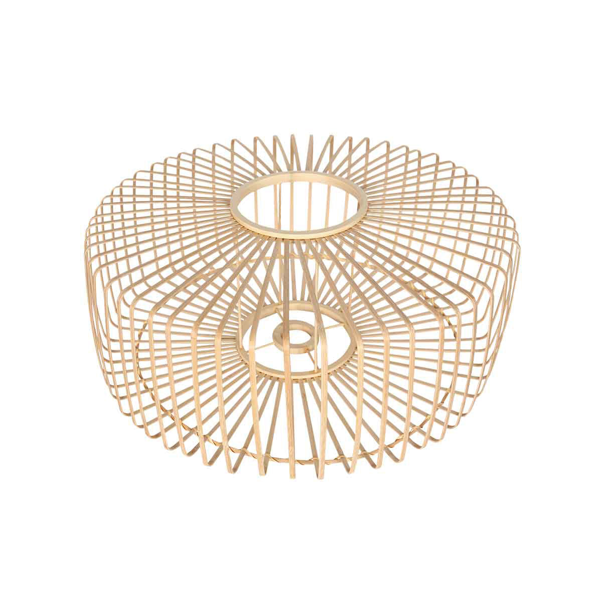 Suspension en bambou naturel disque ajouré bois clair – Ø40 cm