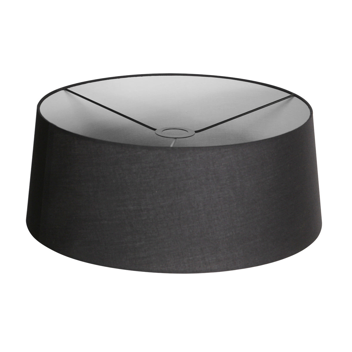 Abat-jour en lin noir intérieur blanc pour suspension ou lampadaire – Ø48 cm