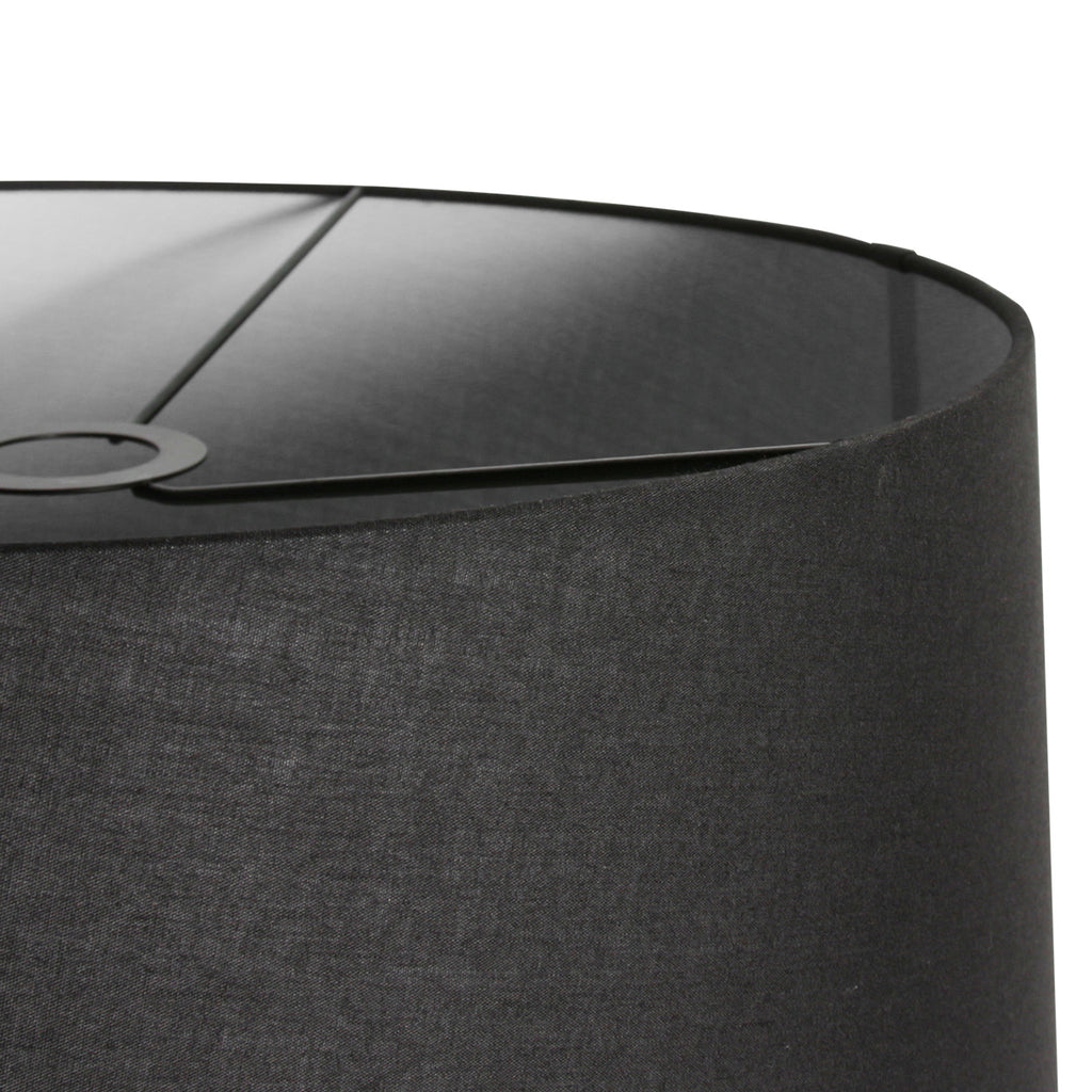 Abat-jour en lin noir intérieur blanc pour suspension ou lampadaire – Ø48 cm