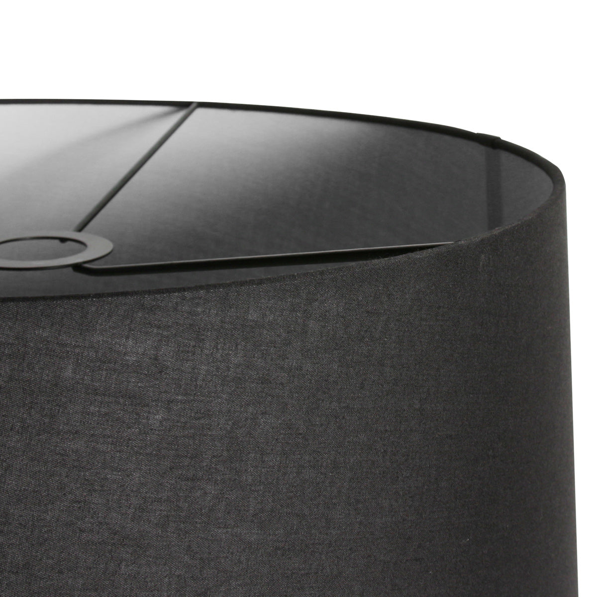 Abat-jour en lin noir intérieur blanc pour suspension ou lampadaire – Ø48 cm
