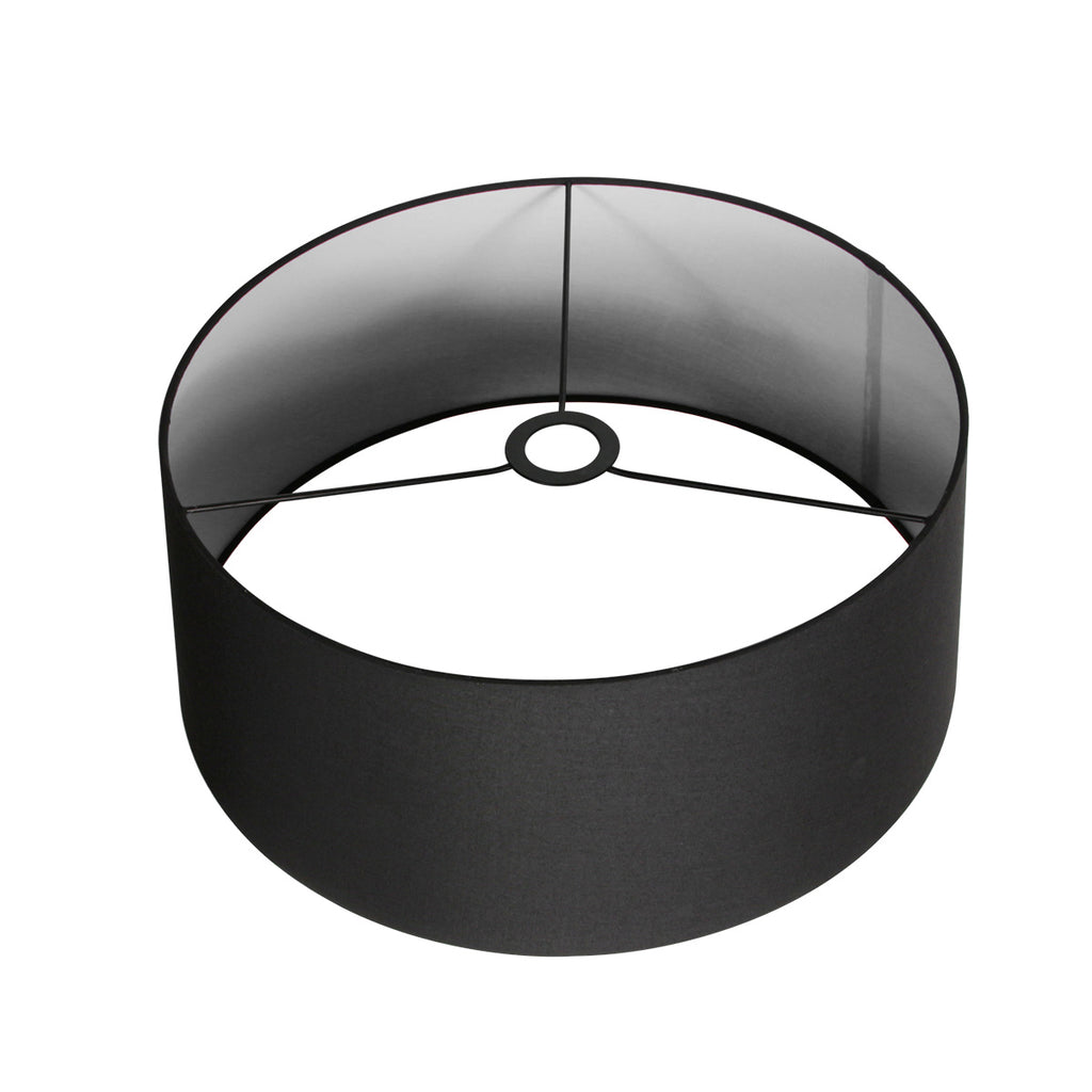 Abat-jour en lin noir intérieur blanc pour suspension ou lampadaire – Ø48 cm