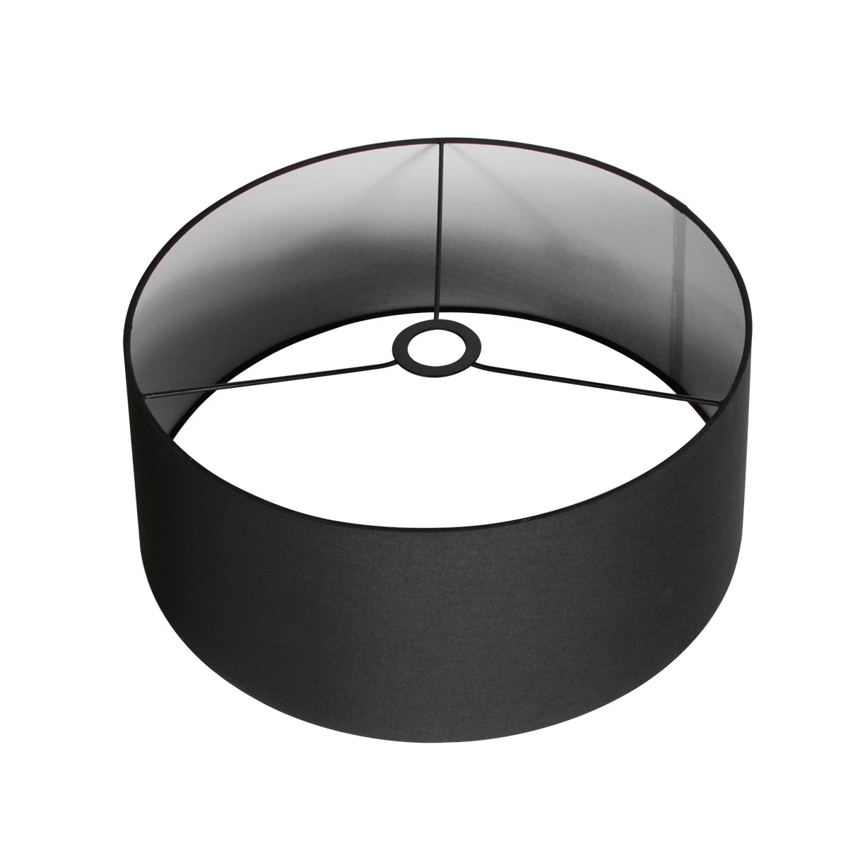 Abat-jour en lin noir intérieur blanc pour suspension ou lampadaire – Ø48 cm