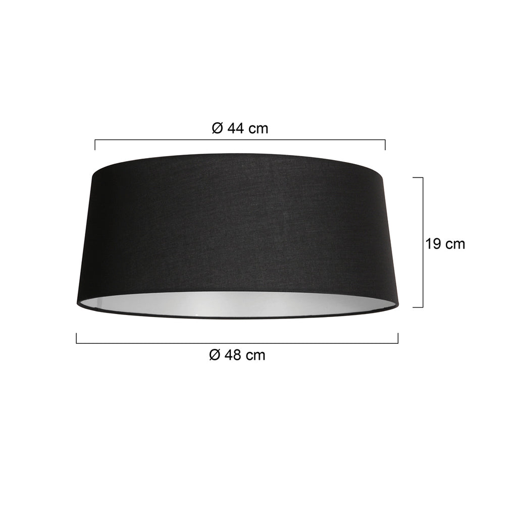 Abat-jour en lin noir intérieur blanc pour suspension ou lampadaire – Ø48 cm