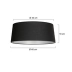 Abat-jour en lin noir intérieur blanc pour suspension ou lampadaire – Ø48 cm