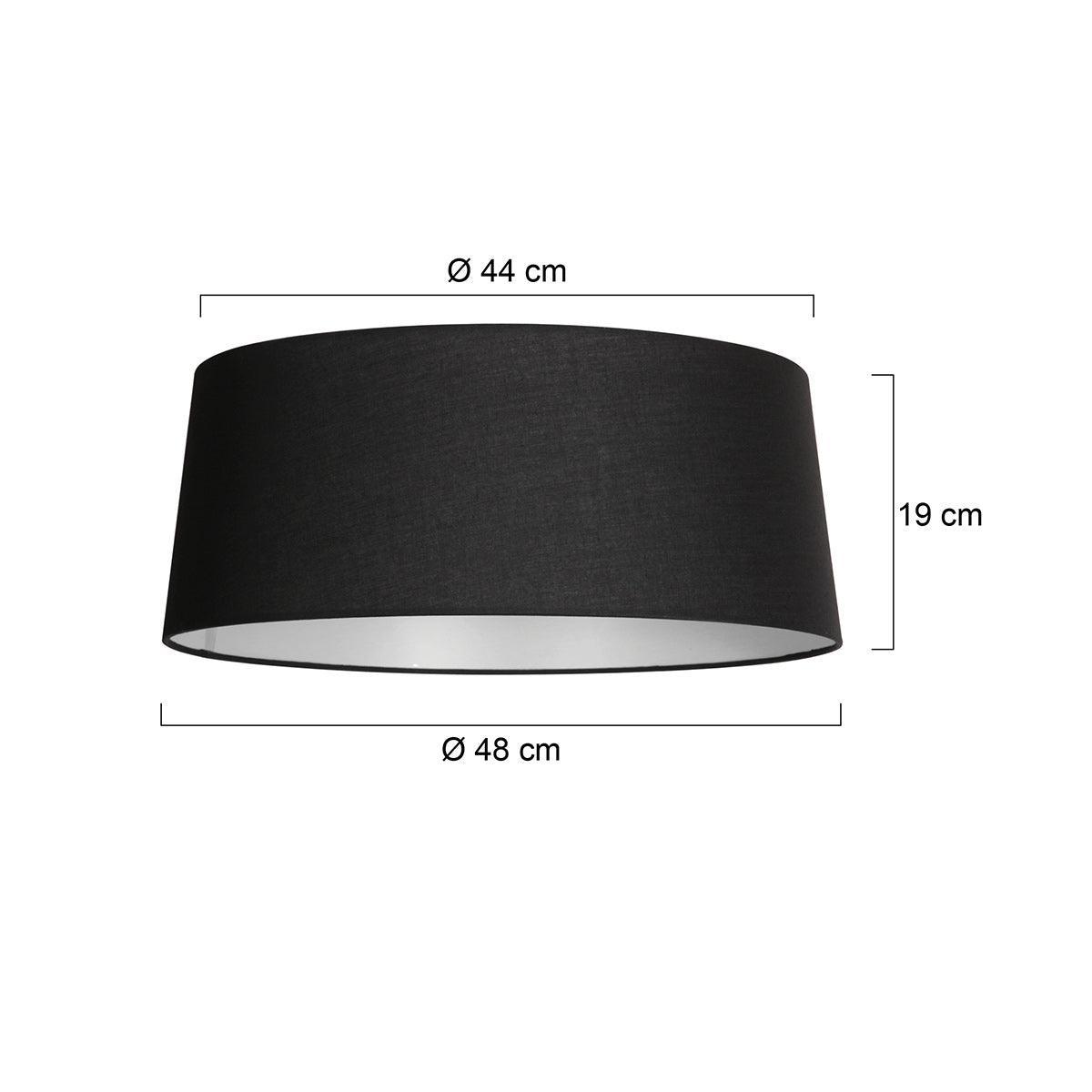 Abat-jour en lin noir intérieur blanc pour suspension ou lampadaire – Ø48 cm