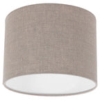 Abat-jour cylindrique en lin gris effet tissé pour lampe E27 – Ø20 cm