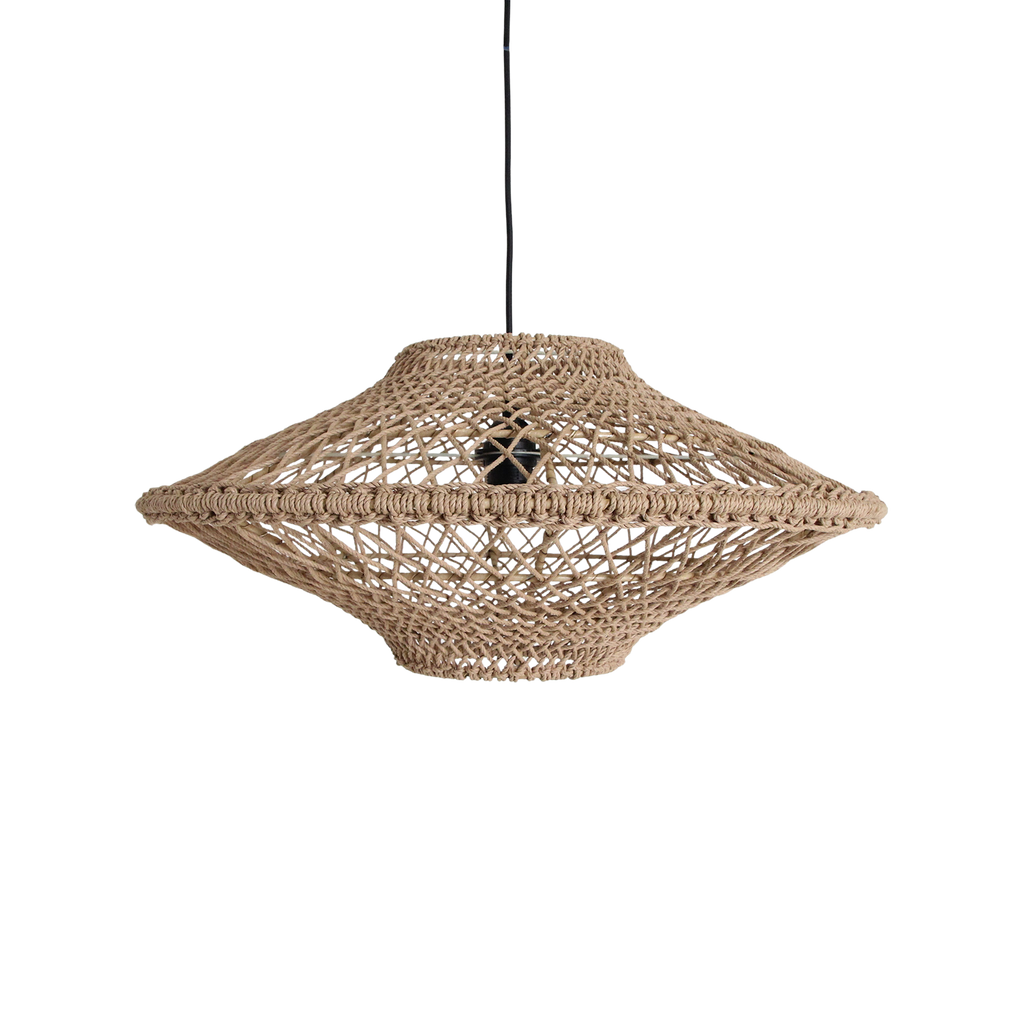 Suspension en corde naturelle ajourée forme soucoupe – Ø60 cm