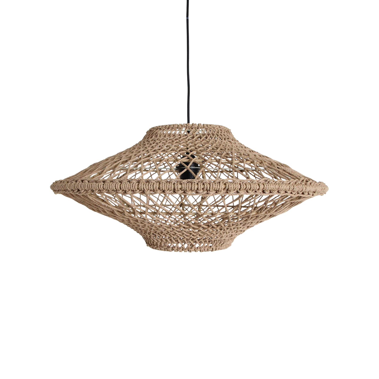 Suspension en corde naturelle ajourée forme soucoupe – Ø60 cm