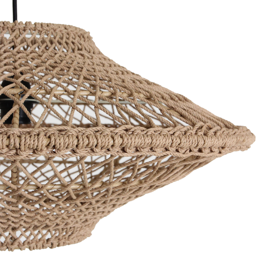 Suspension en corde naturelle ajourée forme soucoupe – Ø60 cm