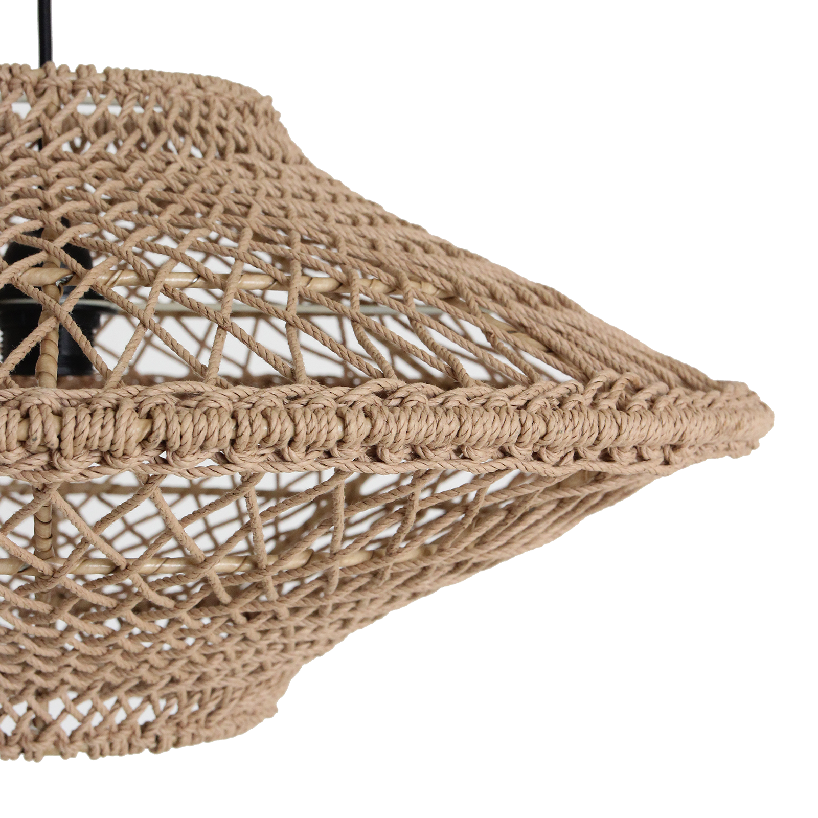 Suspension en corde naturelle ajourée forme soucoupe – Ø60 cm