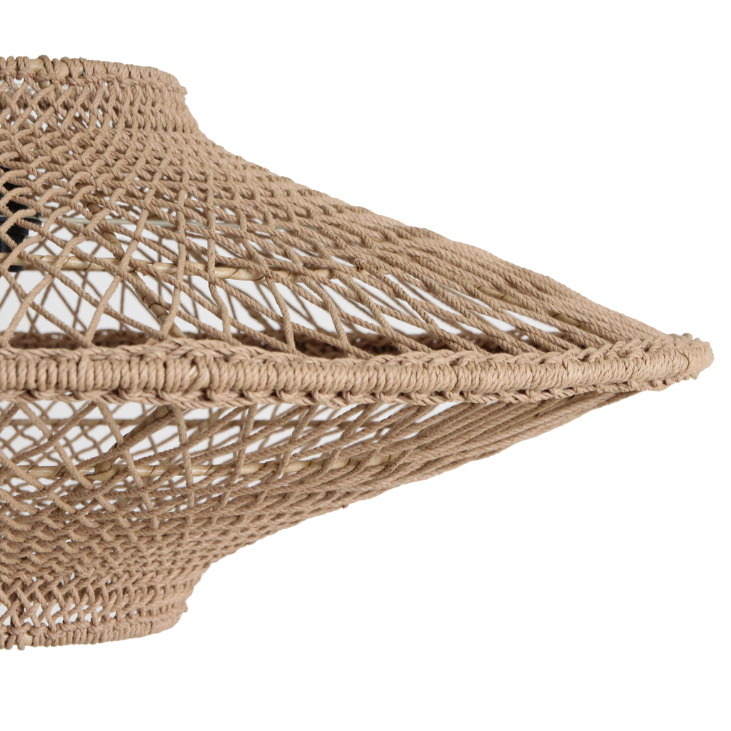 Suspension en corde tressée naturelle forme soucoupe ajourée – Ø80 cm