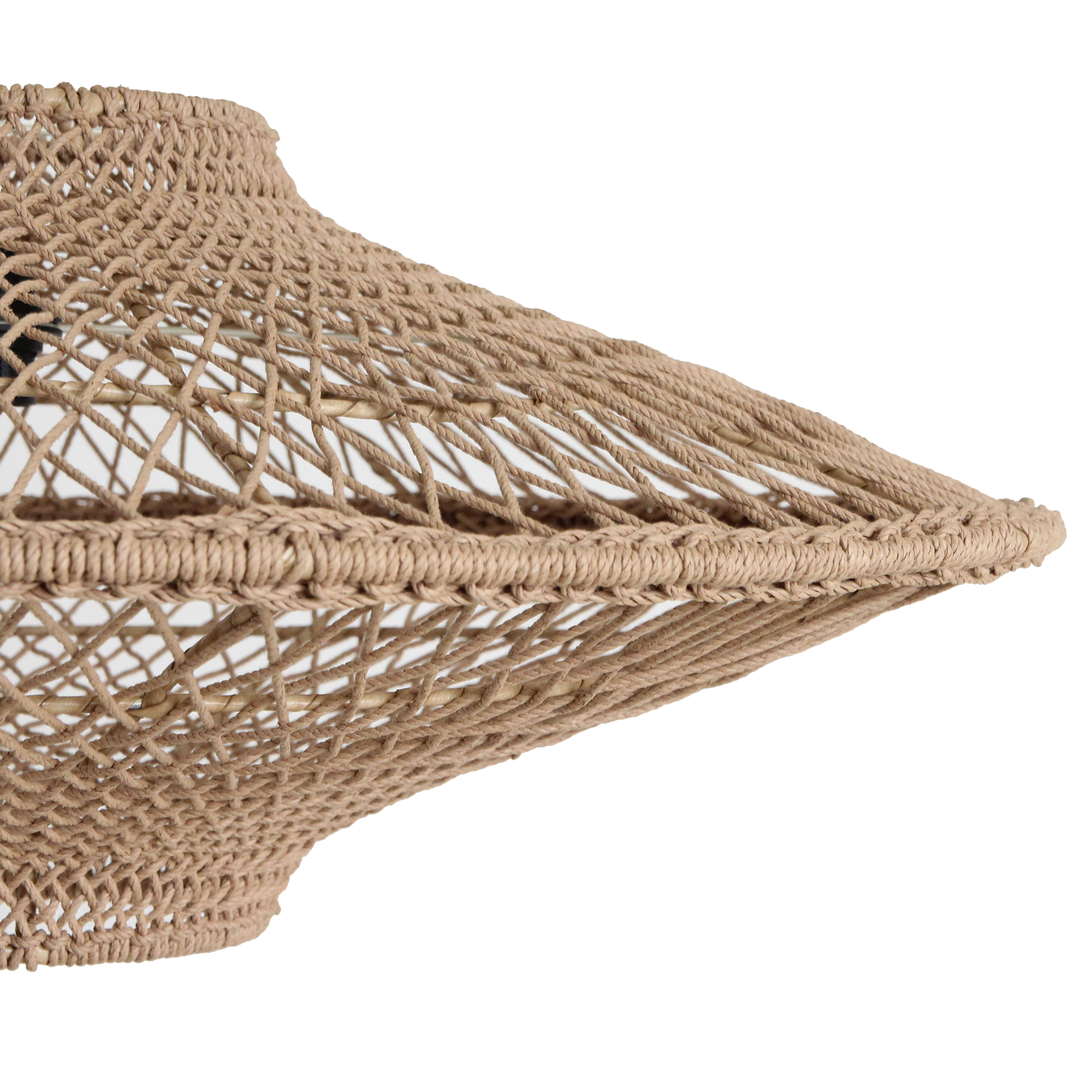 Suspension en corde tressée naturelle forme soucoupe ajourée – Ø80 cm