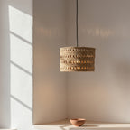 Suspension en jonc de mer tressé naturel cylindrique – Ø30 cm