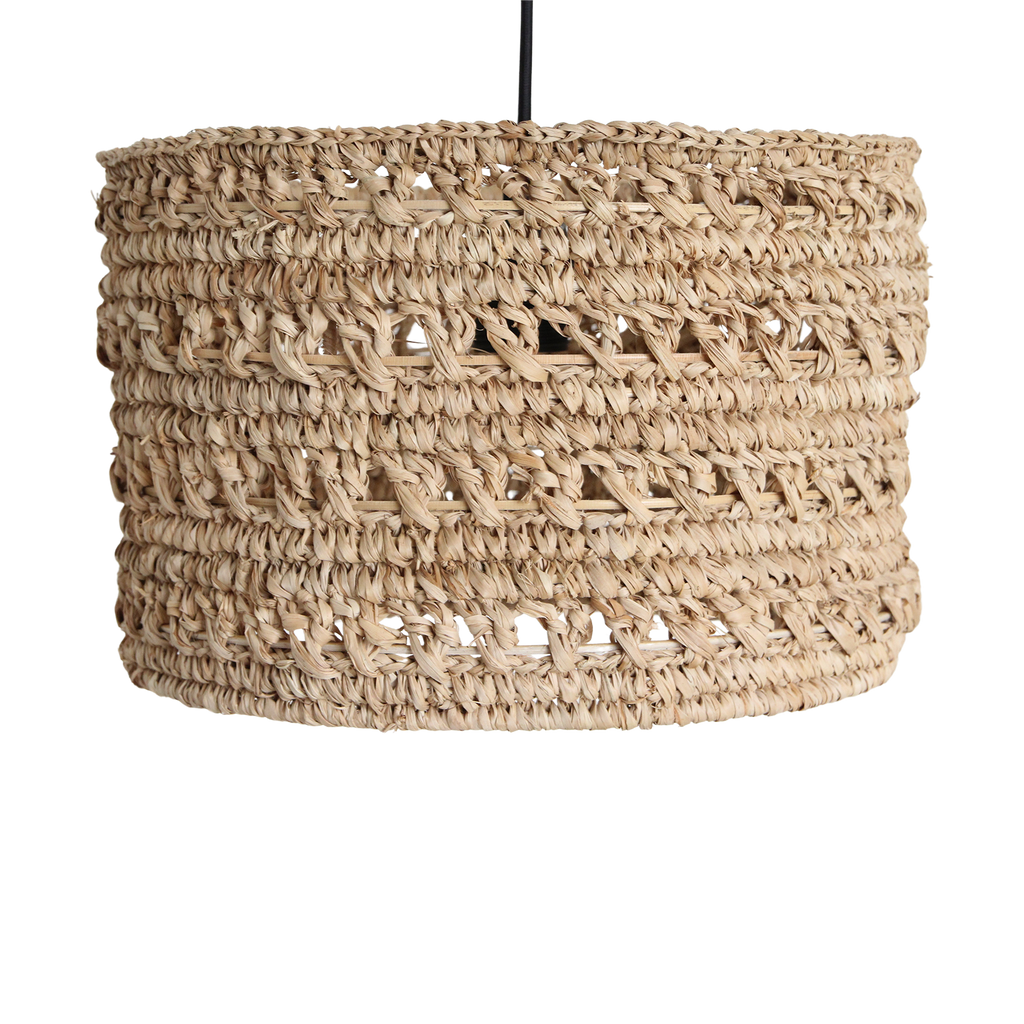 Suspension en jonc de mer tressé naturel cylindrique – Ø30 cm