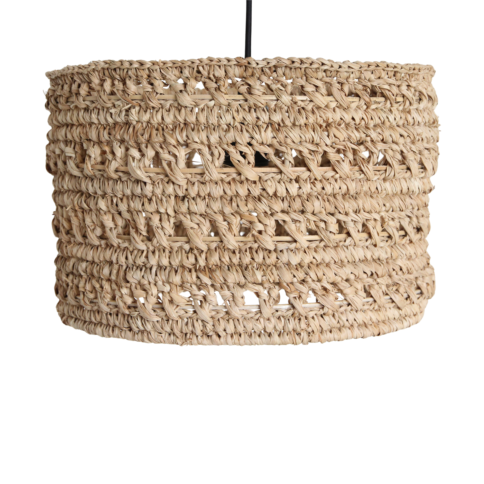 Suspension en jonc de mer tressé naturel cylindrique – Ø30 cm