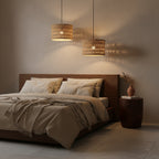 Suspension en jonc de mer tressé naturel cylindrique – Ø30 cm