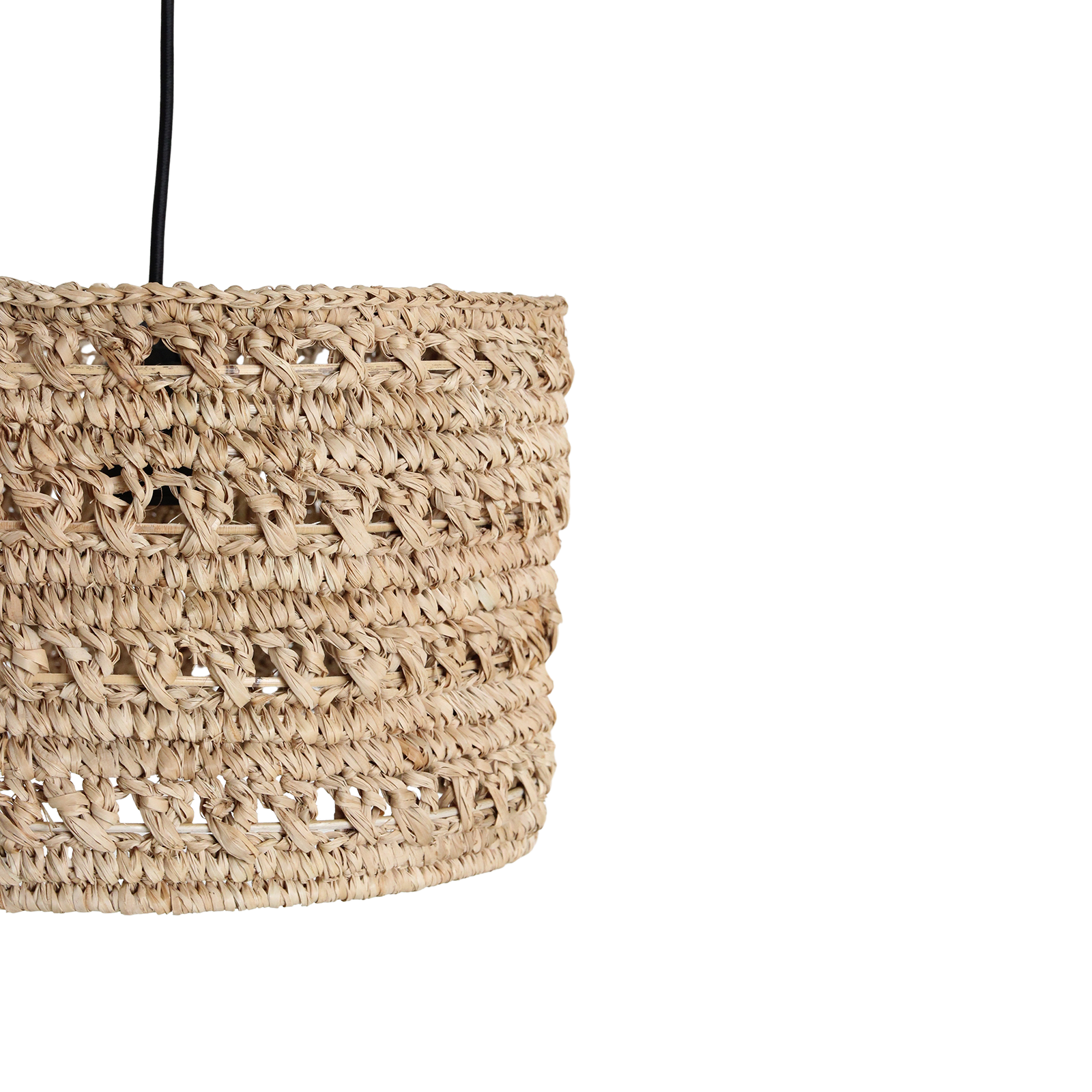 Suspension en jonc de mer tressé naturel cylindrique – Ø30 cm