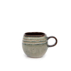 Tasse espresso en céramique artisanale vert sauge et brun Portugal
