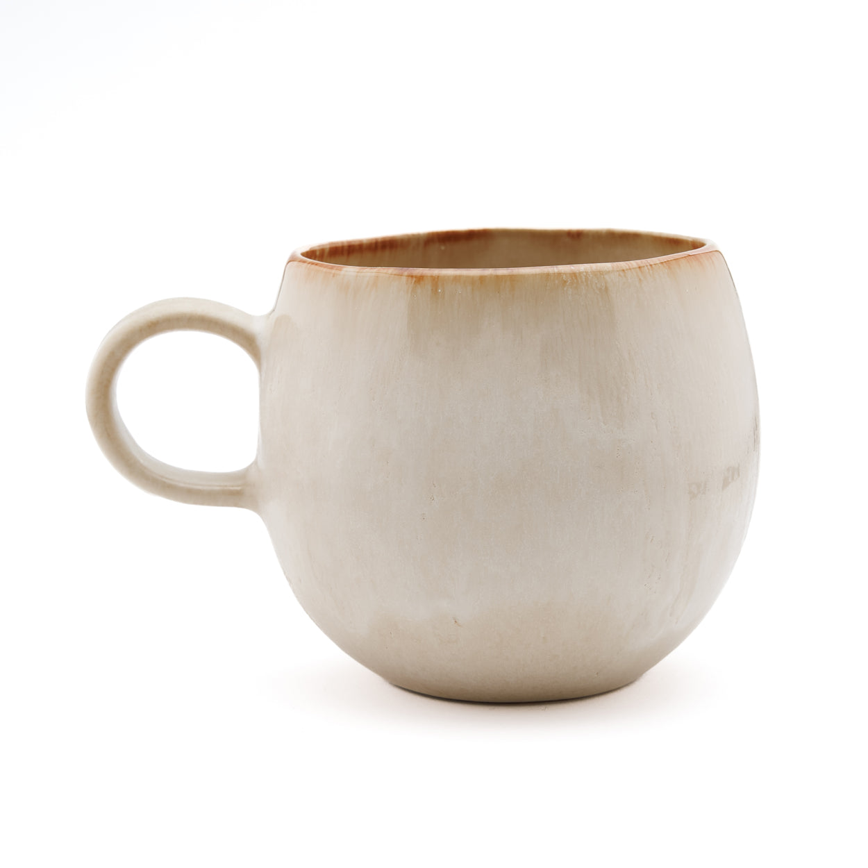 Mug en céramique crème anse large et bord brun dégradé
