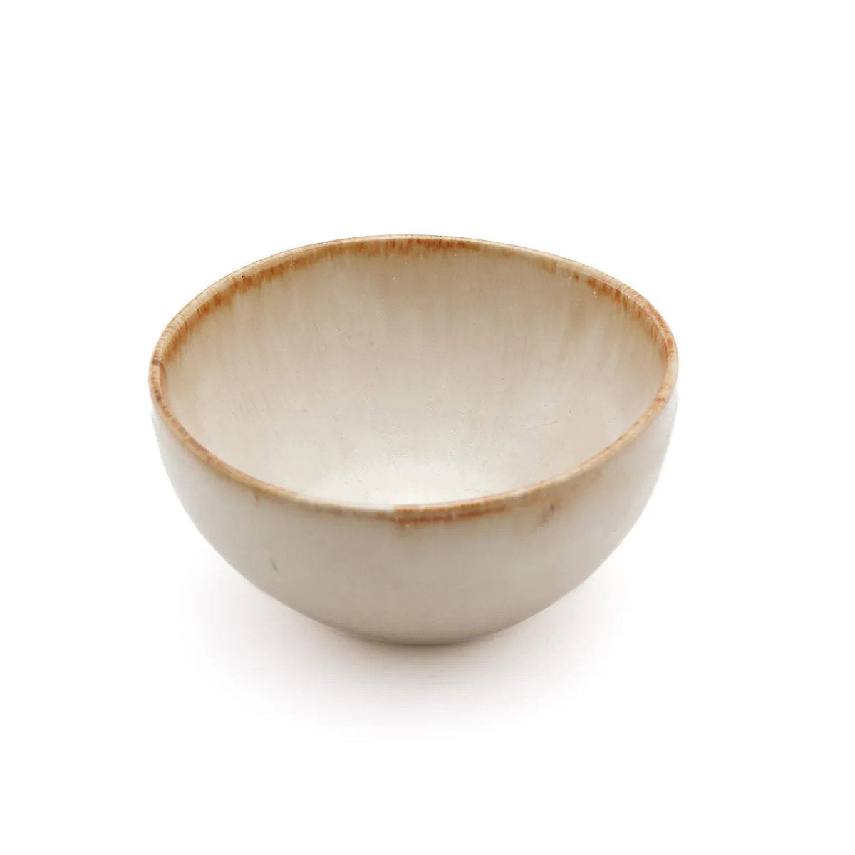 Bol en grès émaillé beige à bord ambré irrégulier
