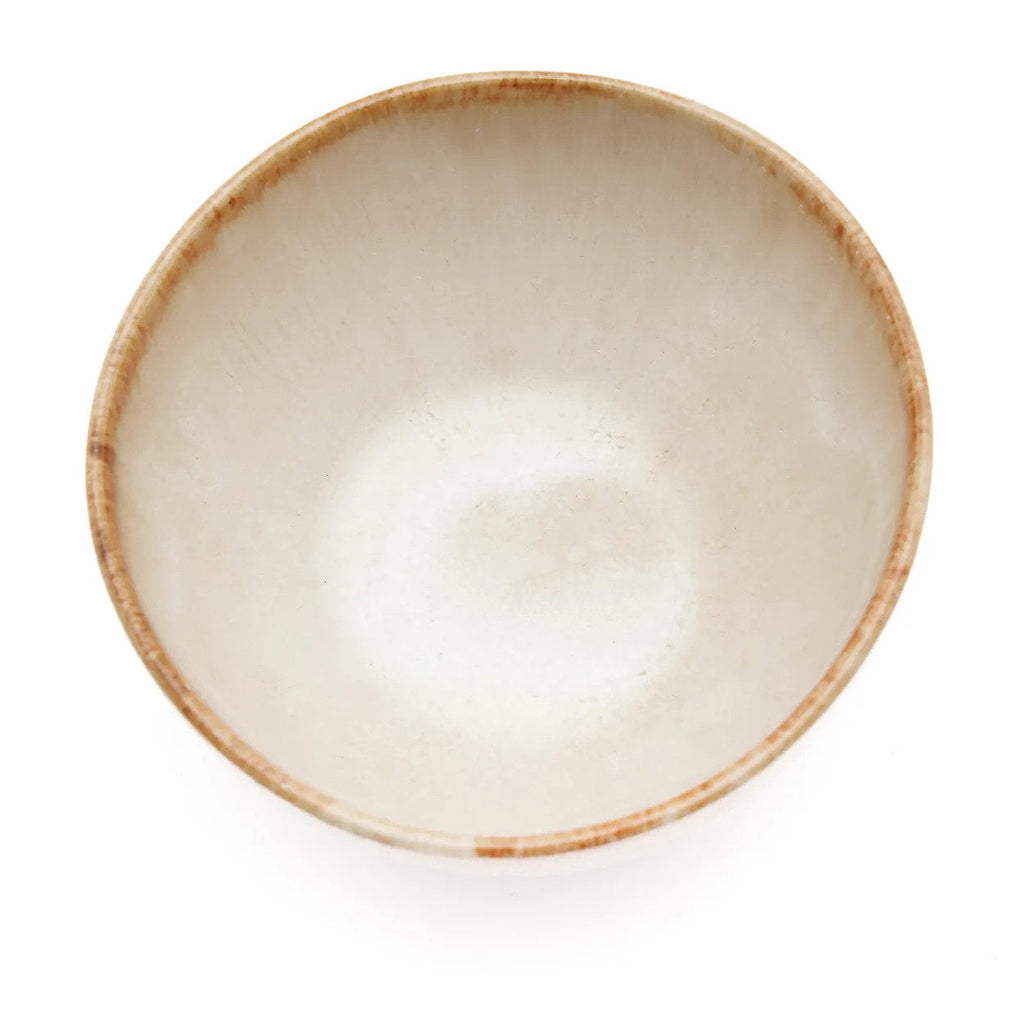 Bol en grès émaillé beige à bord ambré irrégulier