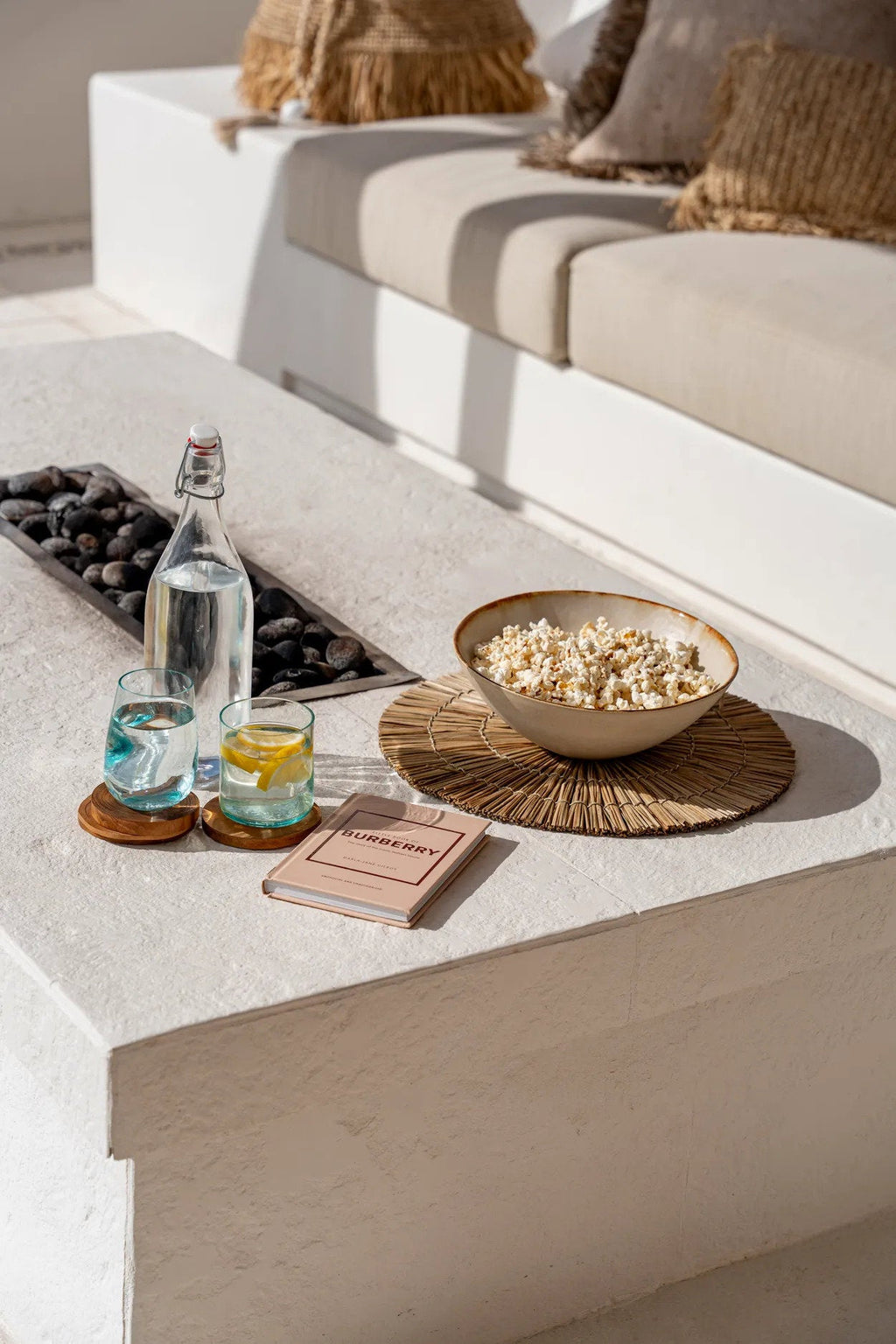 Bol de service en céramique blanche bord doré – Ø32 cm