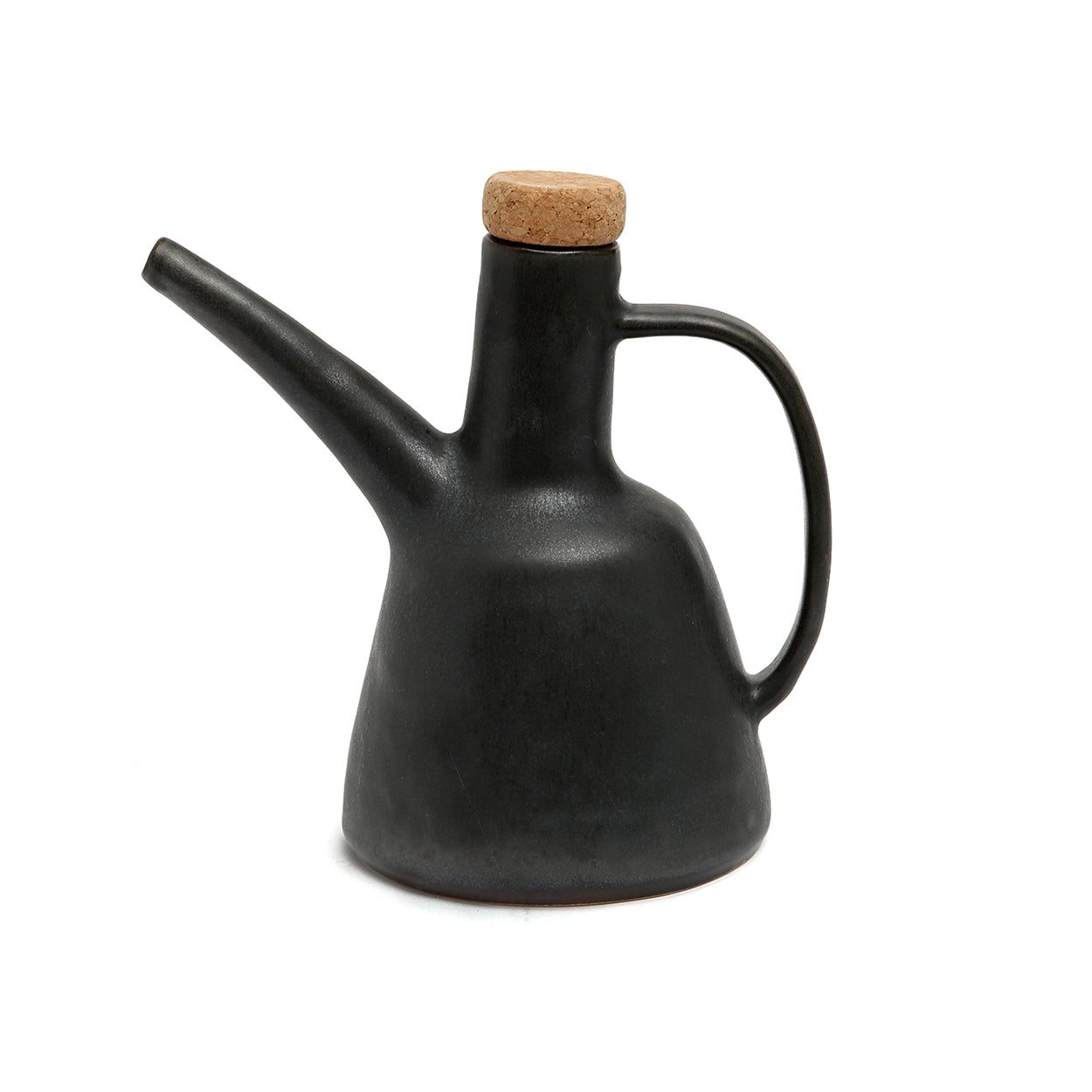 Bouteille à huile en grès noir mat design artisanale avec bec liège