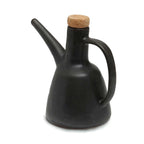 Bouteille à huile en grès noir mat design artisanale avec bec liège