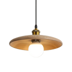 Suspension disque en bois clair et laiton