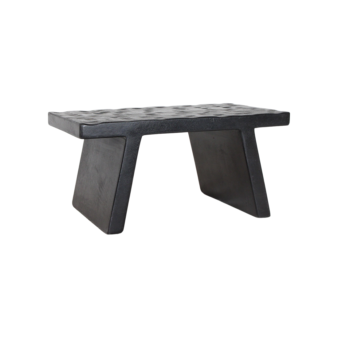 Tabouret artisanal en bois de manguier noir pour salon ou chambre – 40x25 cm