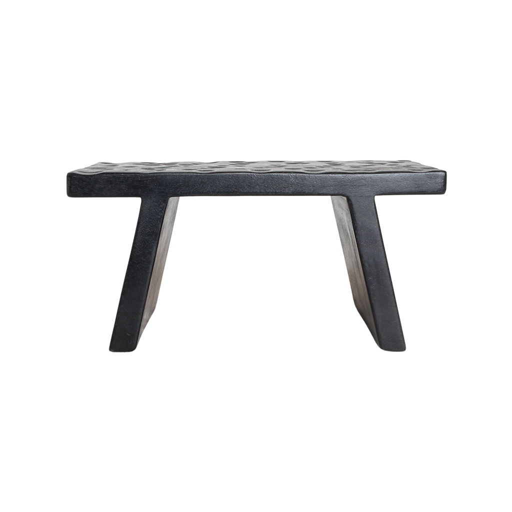 Tabouret artisanal en bois de manguier noir pour salon ou chambre – 40x25 cm