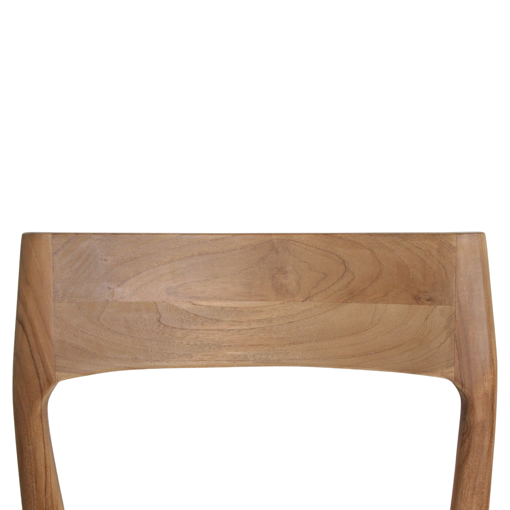Chaise de salle à manger en bois de teck et tissu beige ajourée