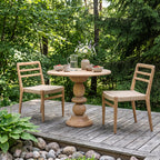 Chaises de jardin en teck naturel avec accoudoirs et assise tressée – Lot de 2