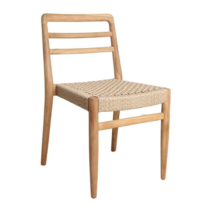 Chaise de jardin teck naturel et corde tressée - Lot de 2