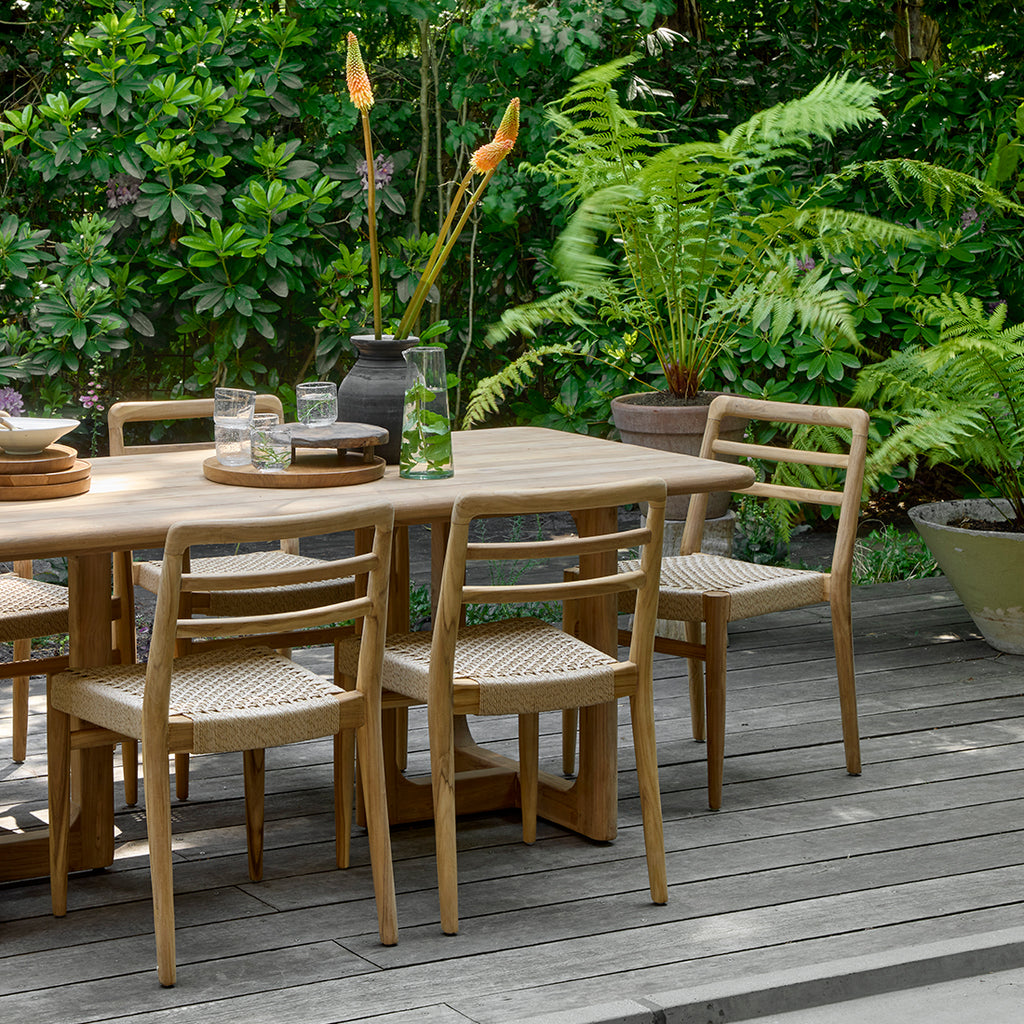 Chaise de jardin teck naturel et corde tressée - Lot de 2