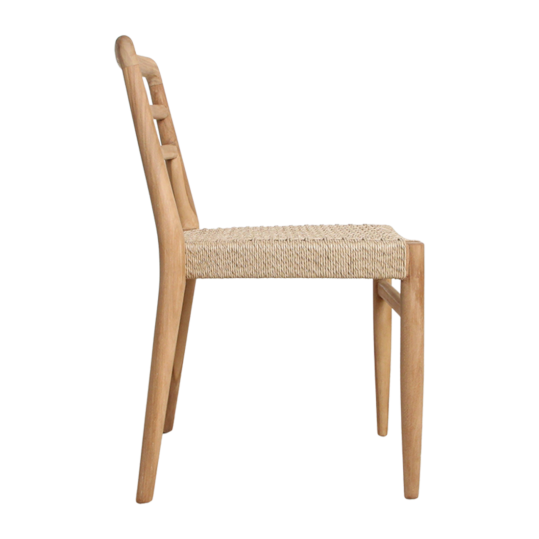 Chaise de jardin teck naturel et corde tressée - Lot de 2