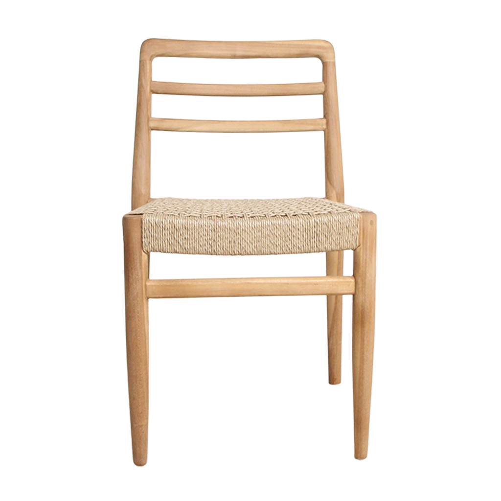 Chaise de jardin teck naturel et corde tressée - Lot de 2