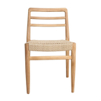 Chaise de jardin teck naturel et corde tressée - Lot de 2
