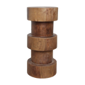 Tabouret en teck massif naturel forme totem pour bar ou salon – H65 cm