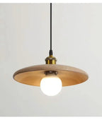 Suspension disque en bois clair et laiton