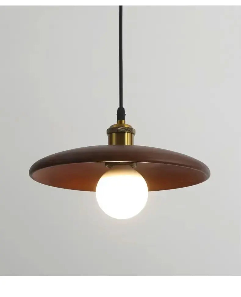 Suspension disque en bois clair et laiton