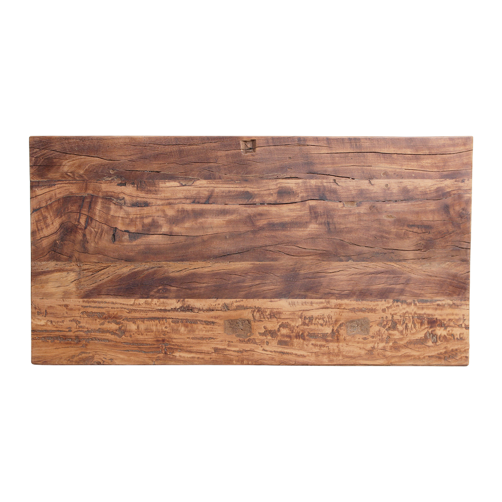 Table d’appoint en bois recyclé forme organique brun naturel – 85x43 cm