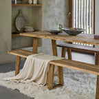 Table à manger en teck recyclé FSC rustique – 200x90 cm