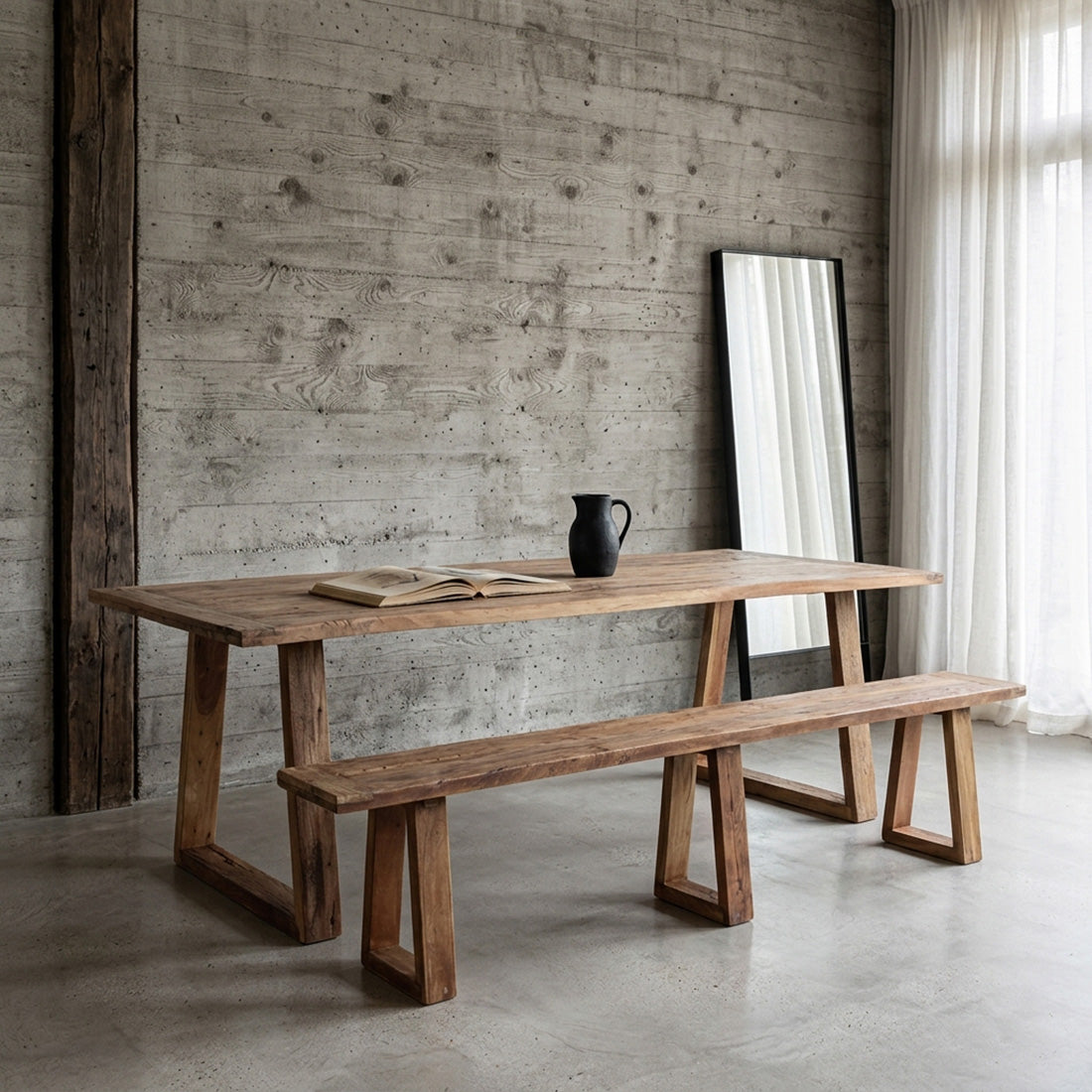 Table à manger en teck recyclé FSC rustique – 200x90 cm