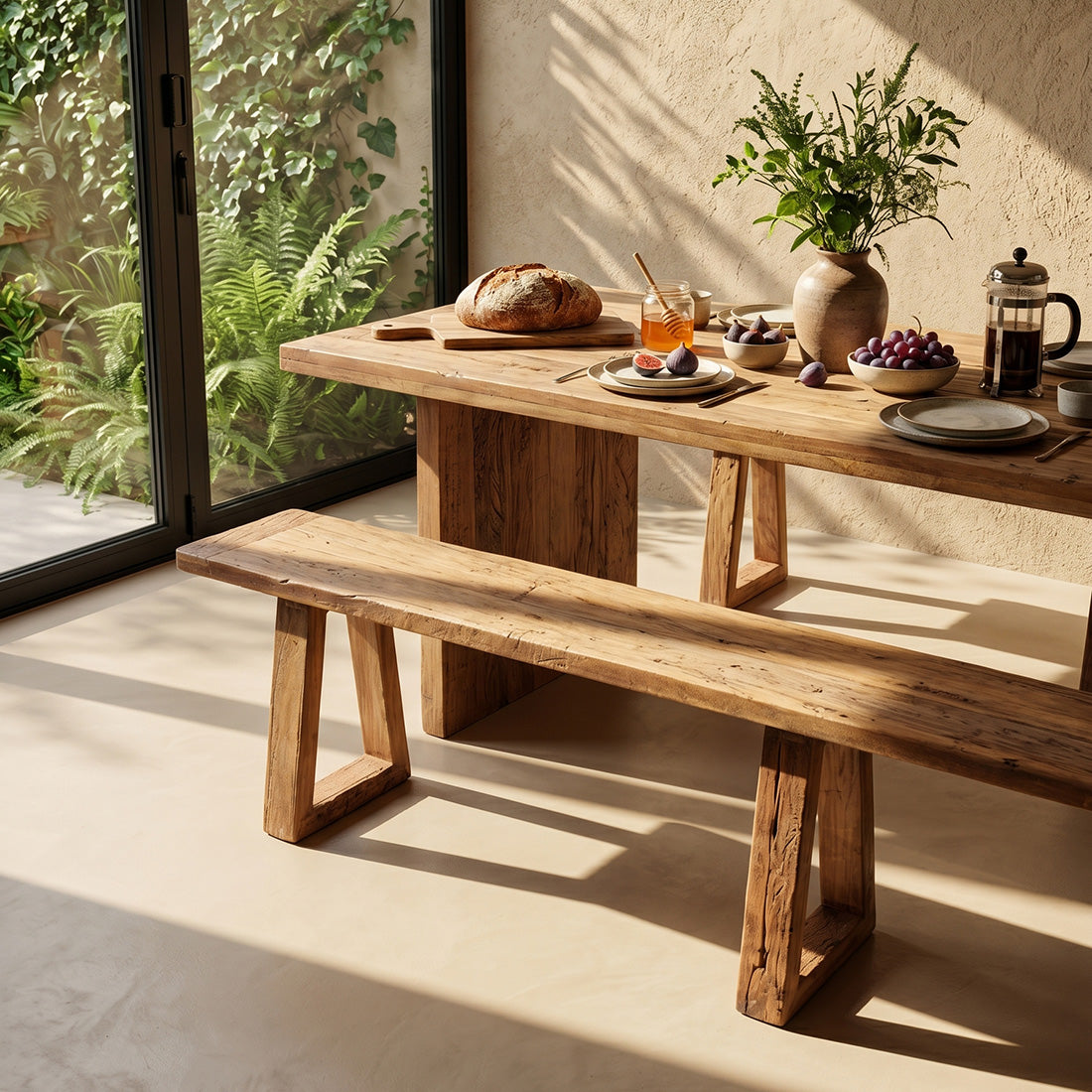 Table à manger en bois recyclé naturel pour salle à manger – 240x90 cm